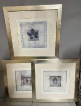 Four modern leaf prints 46cm x 46cm