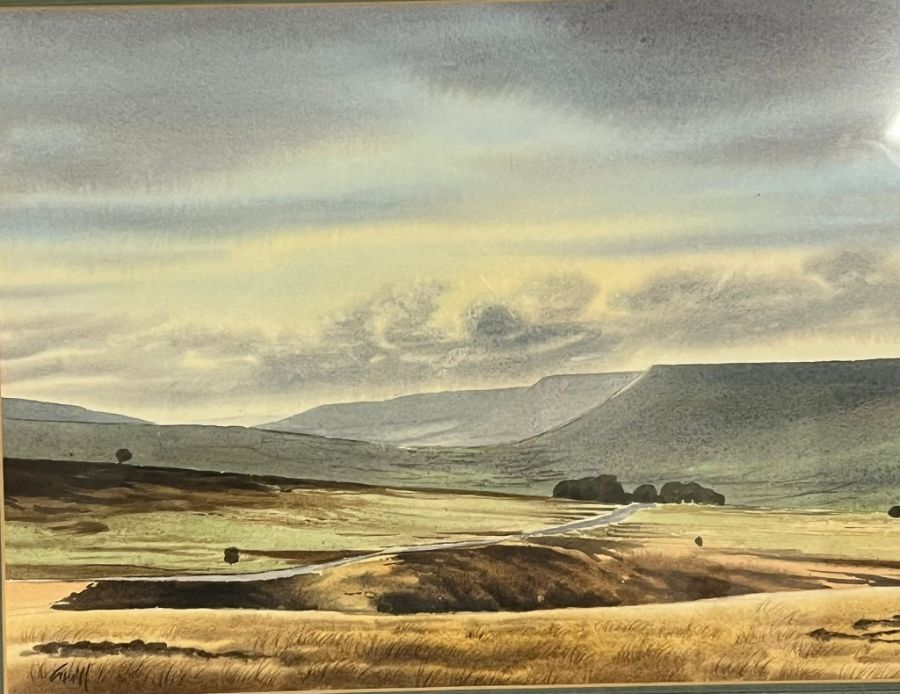 A watercolour of a northern landscape signed 'Grill', framed and glazed, (53cm x 45cm). - Image 2 of 3