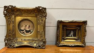 Two small portraits in gilt frame (Sq26cm and 21cm x 18cm)