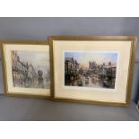 Two Edwardian theme special edition prints Wigan and a street scene by J.L. Chapman, framed and
