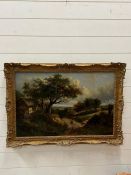 An oil on canvas country scene signed lower right
