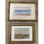 A pair of seascapes, one illegibly signed, watercolours, framed and glazed, (largest 50cm x