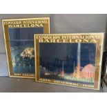 Two framed posters from Exposicion Internacional Barcelona 1929