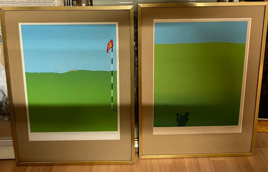 Two Michael Potter lithographs "Trouble at the 18th" and "Heading Force"