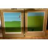 Two Michael Potter lithographs "Trouble at the 18th" and "Heading Force"