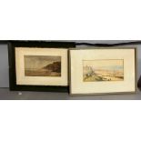 Two watercolours seaside scenes, one signed lower left D. Morgan, framed and glazed (23cm x 23cm)