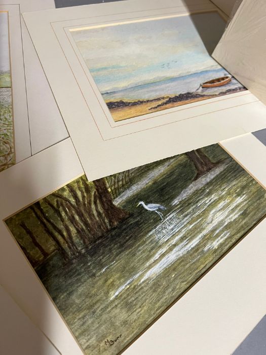 A selection of unframed watercolours and prints, some signed 'M. Burr' - Image 3 of 3