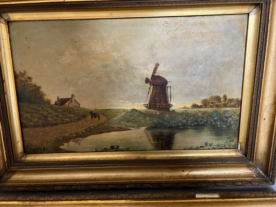 Two oil on canvas of possibly Dutch landscapes, signed lower left, Clarke 50cm x 30cm - Image 2 of 5