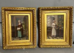Two 19th Century oil portraits of young woman signed lower right Edwin Hughes 1886
