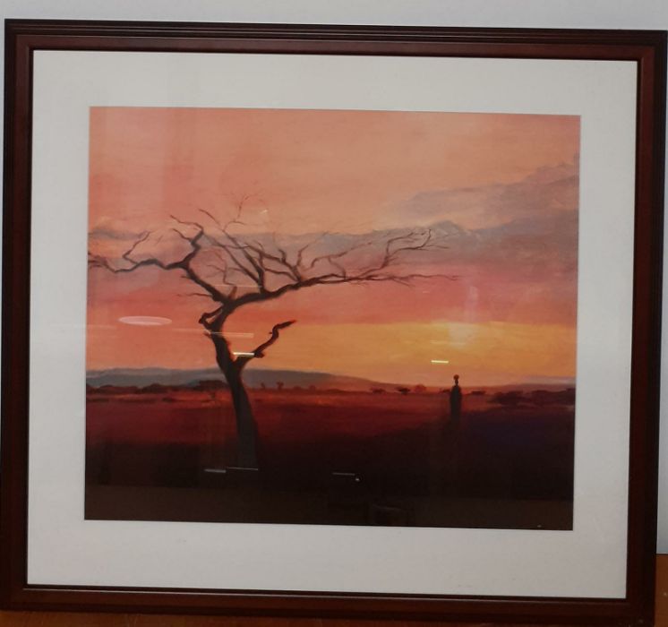 A print depicting an african scene, framed and glazed, (44x53 cm). - Image 2 of 2
