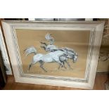 A pastel of a grey stallion by Syka Macarthey