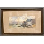 A water colour of a beach scene by E Nevil, signed