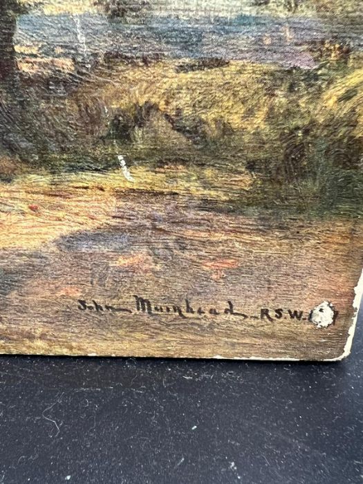 John Muirhead, oil on canvas of a picnic scene (24 cm x 19cm) - Image 2 of 8