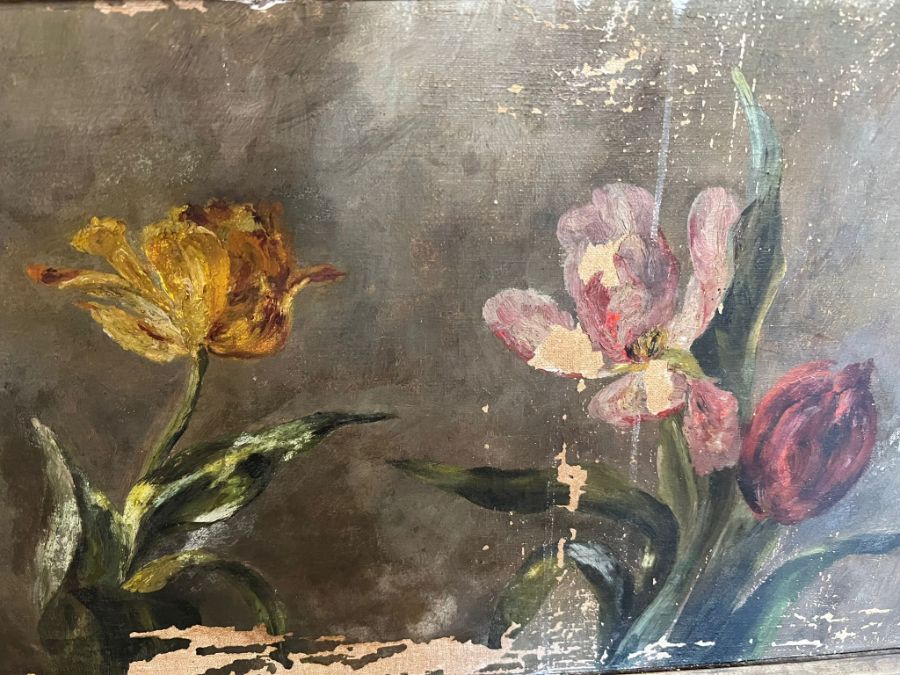 A vintage oil on canvas still life 110cm x 40cm - Image 3 of 5