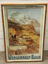 An Anton Reckziegel vintage poster print of Wengernalp Bahn (47cm 72cm)