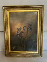 An oil on canvas, still life Iris 48cm x 64cm
