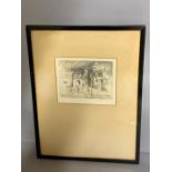 'A street view', a signed print by Arthur L. Cherry, glazed and framed, (14cm x 11cm).