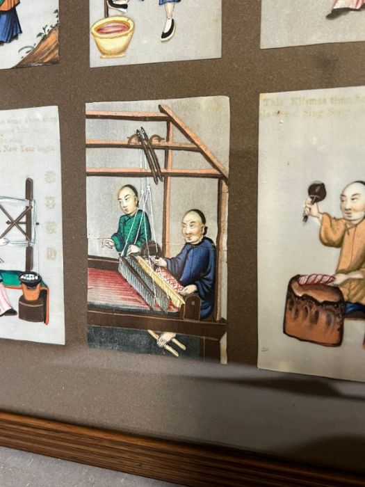 Twelve Japanese miniatures paintings of working life 6cm x 9cm - Image 3 of 7