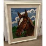 A painting of a horse possibly from international Velvet film as from the estate of Emmy winning