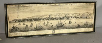 A print of an engraving After Samuel Buck (1696-1779) "The South West Prospect of Liverpool, in