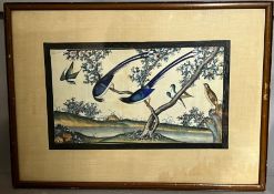 Birds of paradise and cherry blossom picture 30cm x 17cm