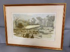 A print of an engraving Exhibition of the Horticultural society, framed and glazed, 94cm x 70cm