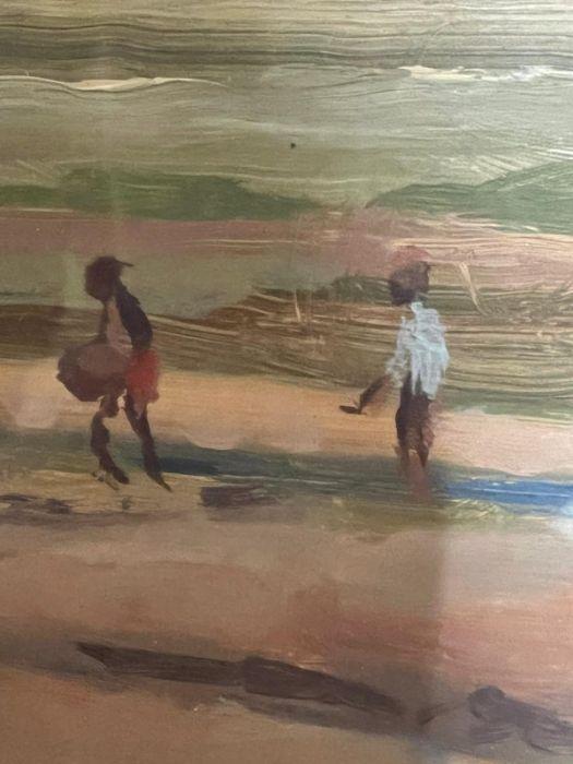 Oil painting of a farm land and a watercolour of fishing boats signed lower right - Image 4 of 8