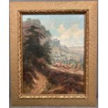 An oil on canvas of a rural scene, signed lower left
