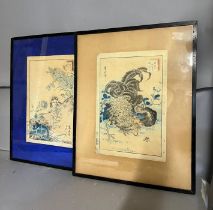 Two ink on paper Japanese prints