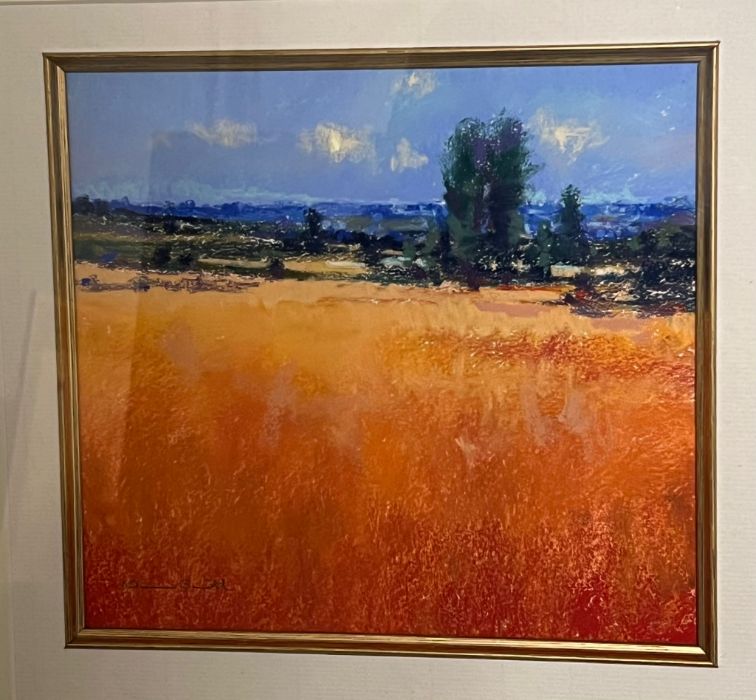 Norman Smith pastel of Golden fields signed lower left 24cm x 23cm - Image 2 of 5
