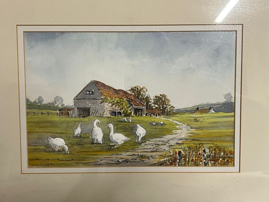Three rural scenes in mixed media, one illegibly signed and dated 2001, framed and glazed, 56cm x - Image 2 of 6