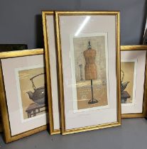 Two sets of two still life decorative prints 44cm x 80cm and 57cm x 57cm