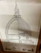 A print of architect drawing of Filippo Brunelleschi 78cm x 110cm