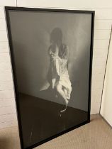 A large picture of a girl resting her head on her hand in the style of Wayne R Lazork (160cm x