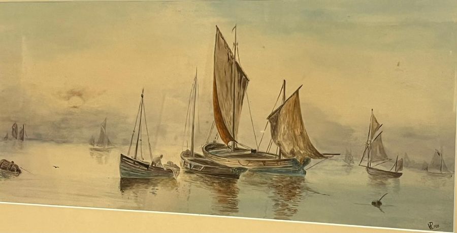 Oil painting of a farm land and a watercolour of fishing boats signed lower right - Image 8 of 8