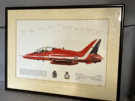 Royal Airforce Aerobatic team signed print, Red Arrows