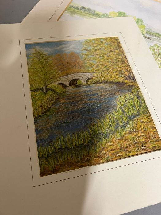 A selection of unframed watercolours and prints, some signed 'M. Burr' - Image 2 of 3