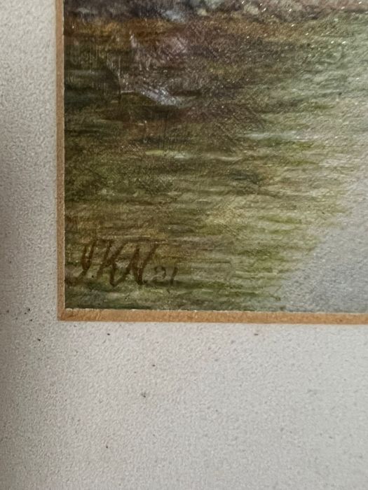 Two landscapes scene, one signed 'GKN', framed and glazed (87cm x 58cm). - Image 4 of 8