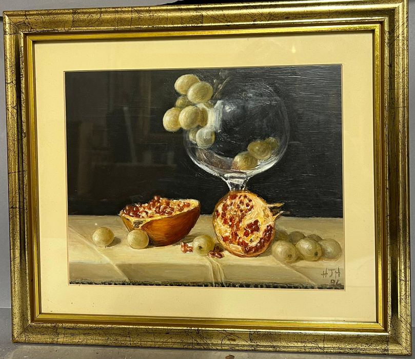 A still life signed lower right HJH 35cm x 30cm