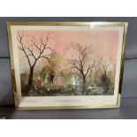 A Helen Bradley print, "All on an April Evening", framed and glazed, 65cm x 51cm