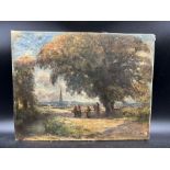 John Muirhead, oil on canvas of a picnic scene (24 cm x 19cm)
