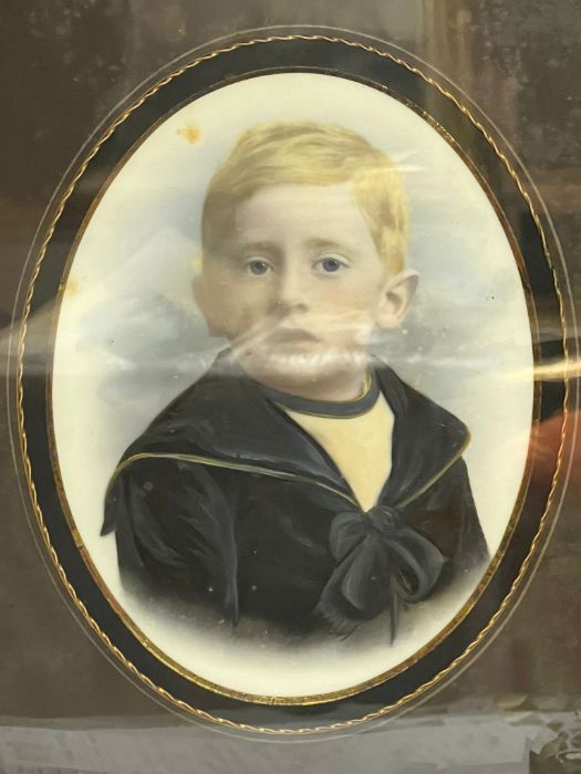 A portrait of a young boy in a sailor uniform, in an ebony style and gilt frame 38cm x 43cm - Image 3 of 4