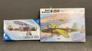 Two model kits, Revell B-25B Doolittle Raider and Lublin R XIII