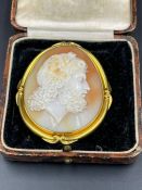 A cameo with classical male bust and gold setting (untested)