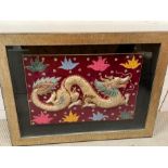 A Singapore silk dragon needlework (68cm x 92cm)