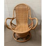 A bamboo swivel chair