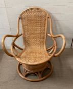 A bamboo swivel chair