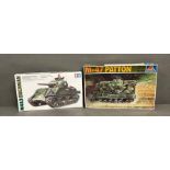 Two Italeri model M6B1 and an M-47 Paton and a Tamiya M4A3 Sherman 1:35 scale
