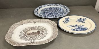 A Booths Indian ornament meat platter C1875 with backstamp, A Copeland and Garrett meat platter,