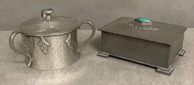 A Pair of Pewter items made in the style of Archibald Knox